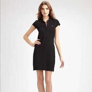Lacoste Womens Black Stretch Piqué Classic Polo T-Shirt Dress Large